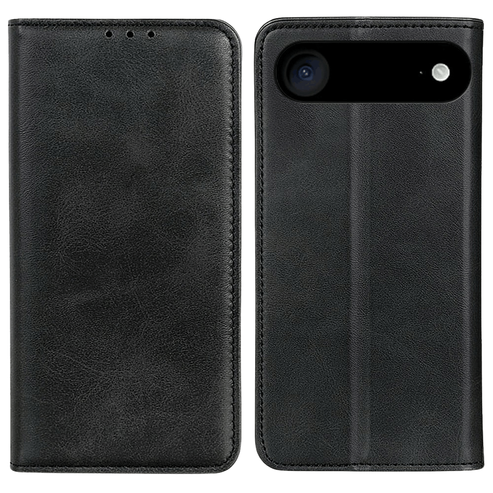 CaseBody Apple iPhone 17 Air Real Leather Wallet Hoesje Zwart