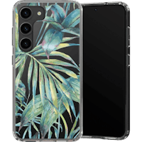 Selencia Galaxy S23 Plus Fashion Hoesje Green Jungle Leaves - Voorkant