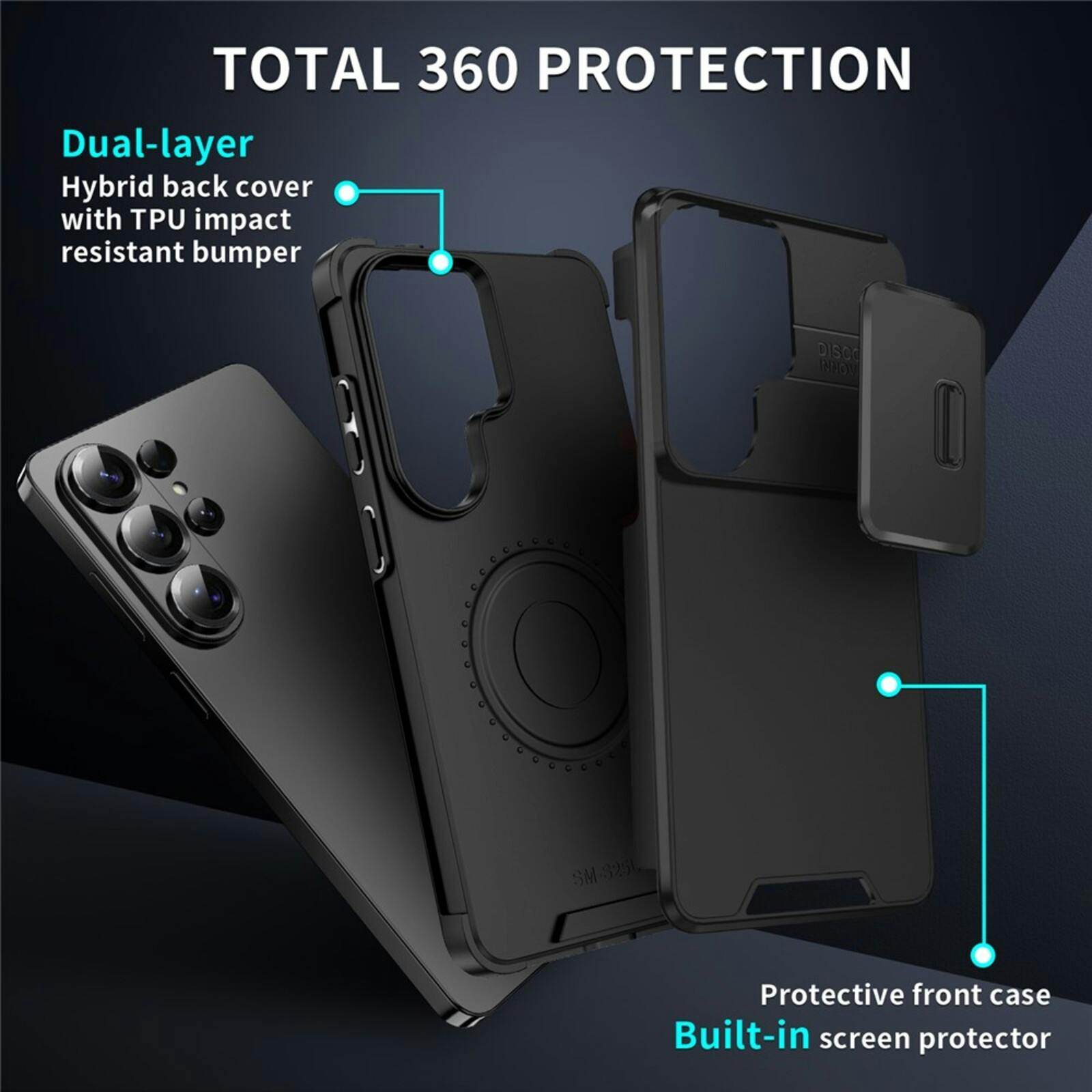 Comfycase Samsung Galaxy S26 Ultra Stevig Beschermhoesje met Camerabeschermer Zwart