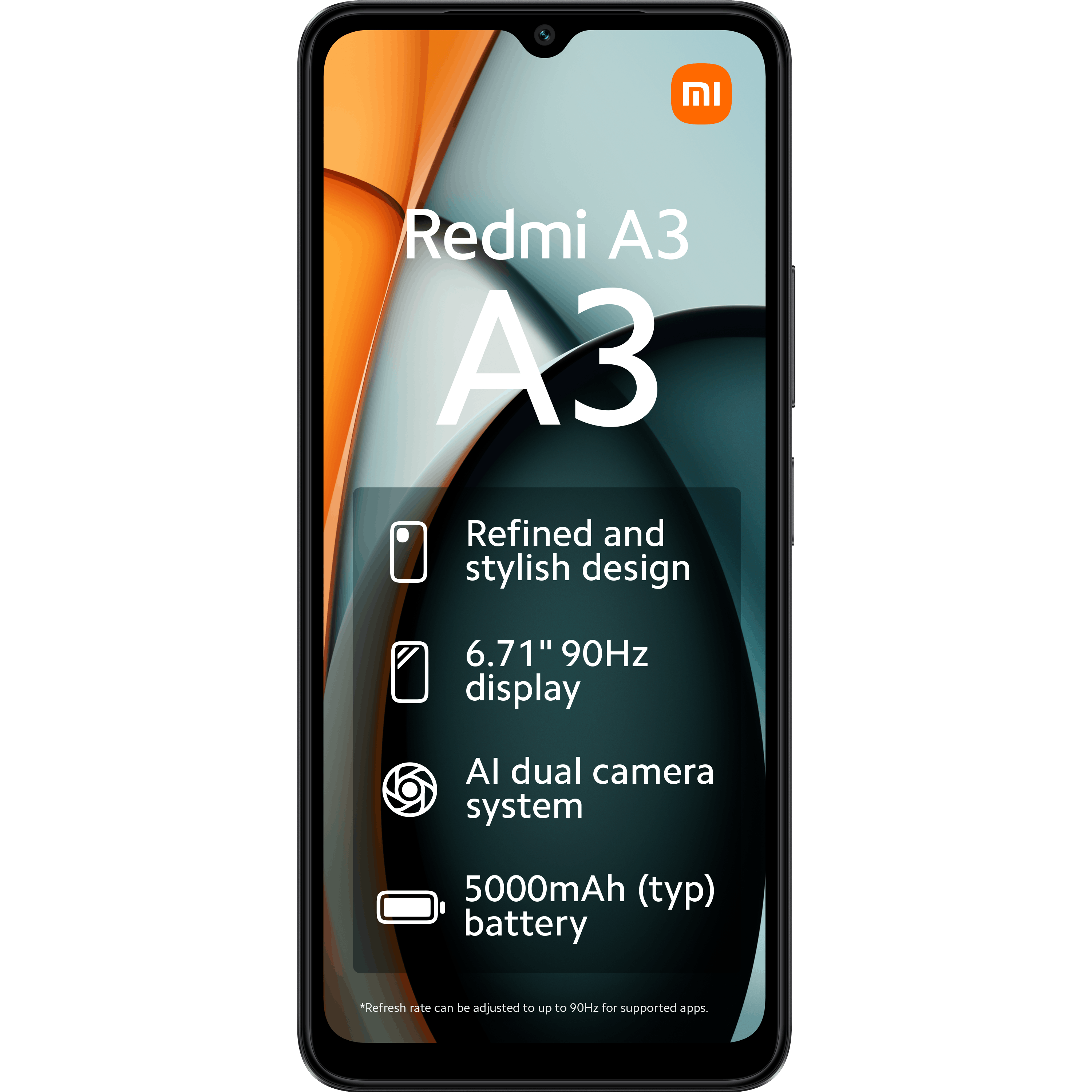 Xiaomi Redmi A3 Black - Voorkant