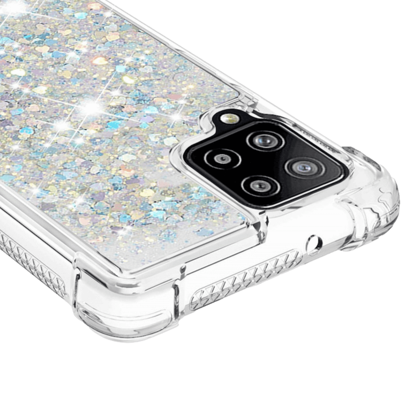 Mocaa Samsung Galaxy A42 Valbestendig Glitter Hoesje Zilver