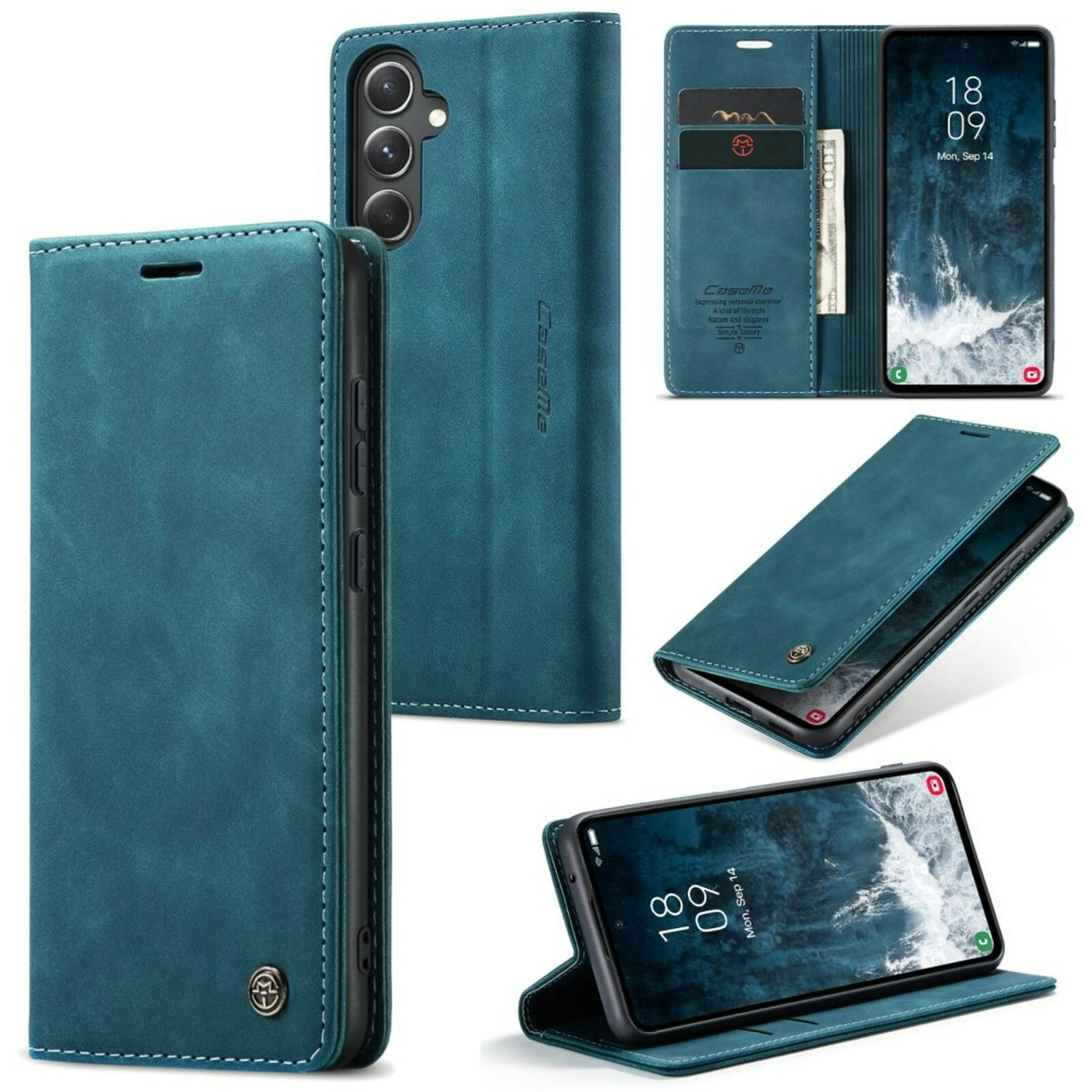 Caseme Samsung S23 FE Business Bookcase Hoesje Blauw