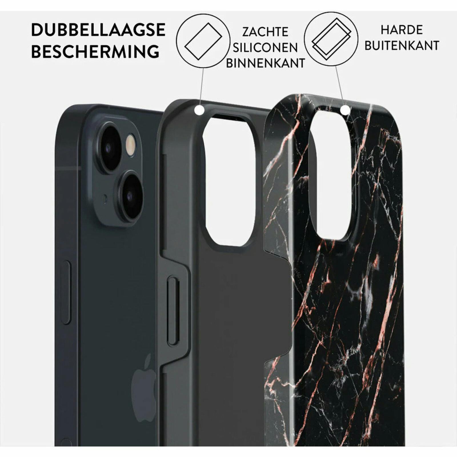 Burga iPhone 15 Hoesje Rose Gold Marble