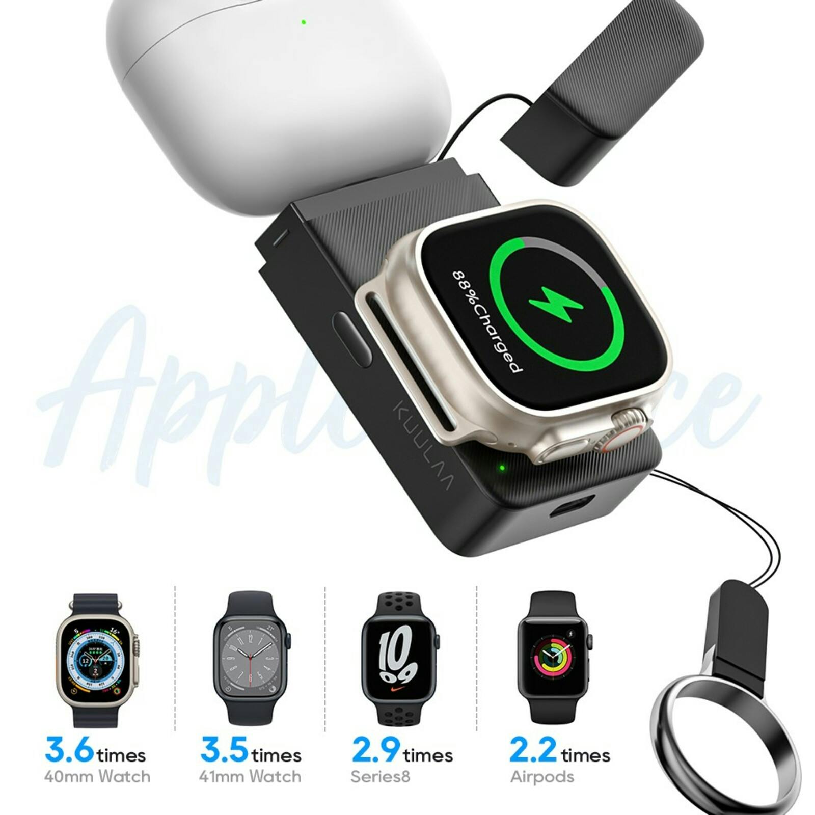 Kuulaa 1.500 mAh Wireless Apple Watch Charger Zwart