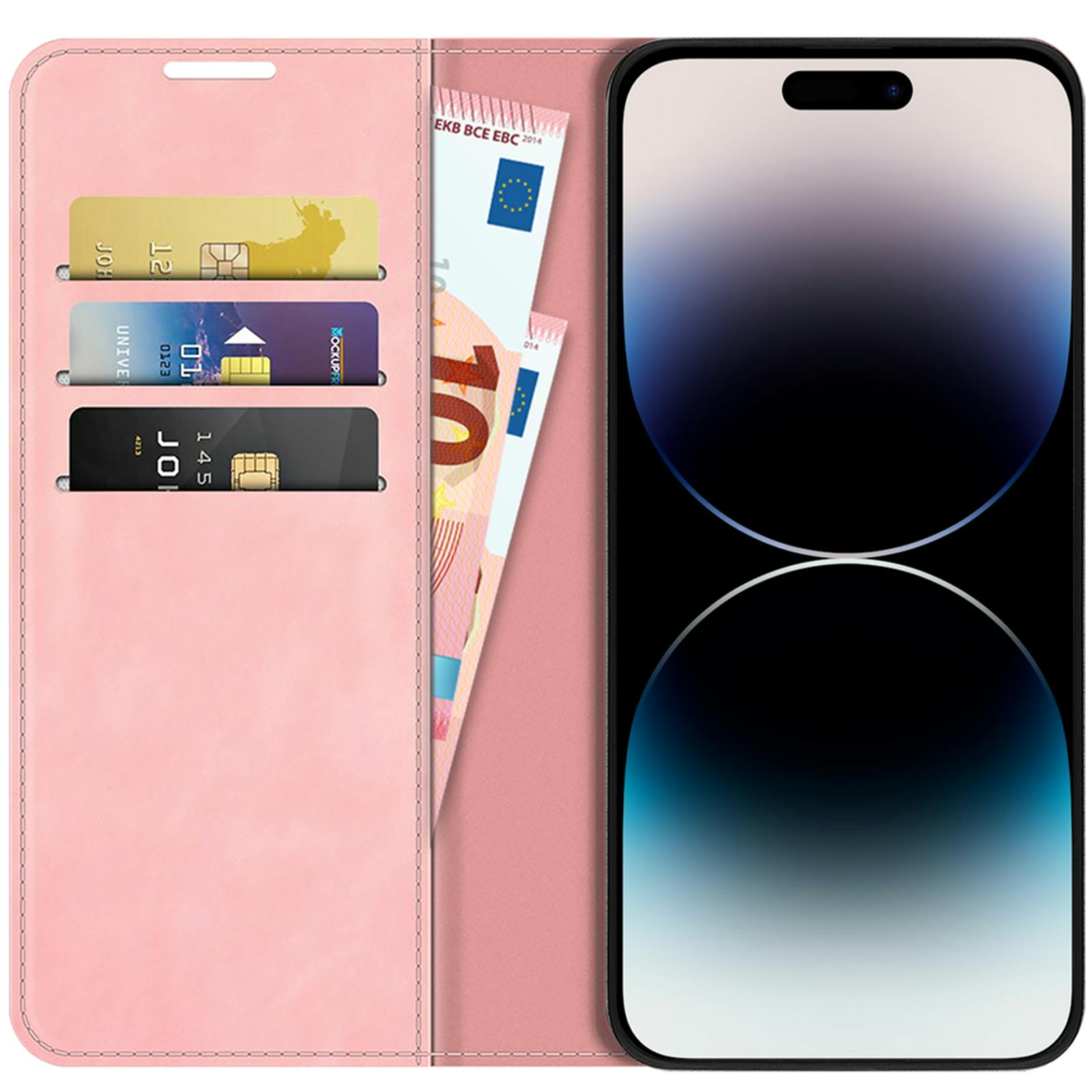 Just in Case iPhone 15 Pro Magnetisch Portemonnee Hoesje Roze