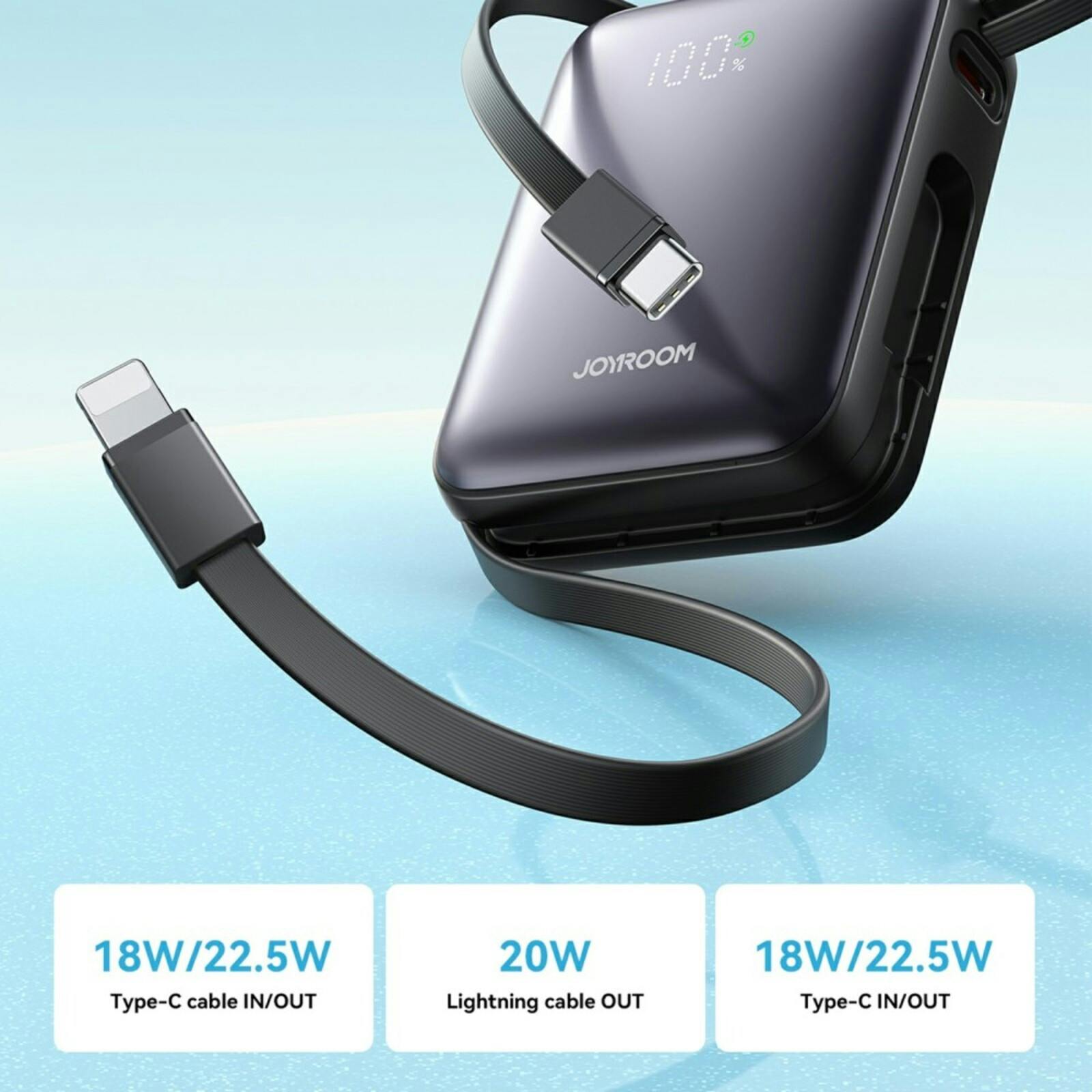 Joyroom 10.000mAh 22.5W Premium Mini Powerbank Zwart 10.000 mAh