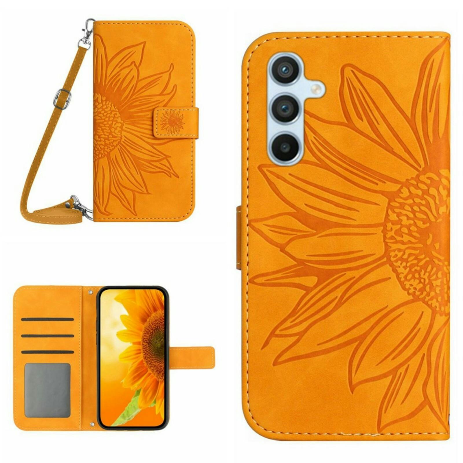 Mocaa Samsung Galaxy A16 Sunflower Bookcase met Koord Geel