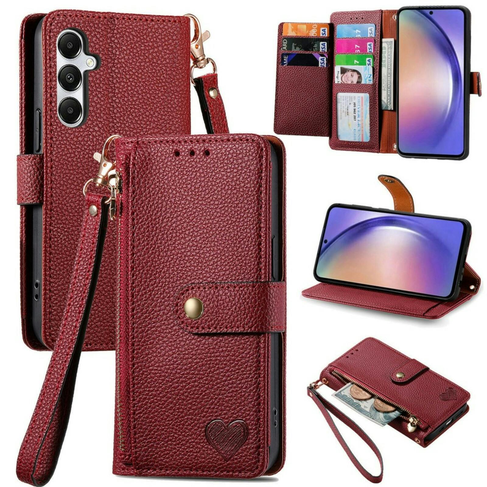 Mocaa Samsung A55 Love Heart Wallet Hoesje Rood