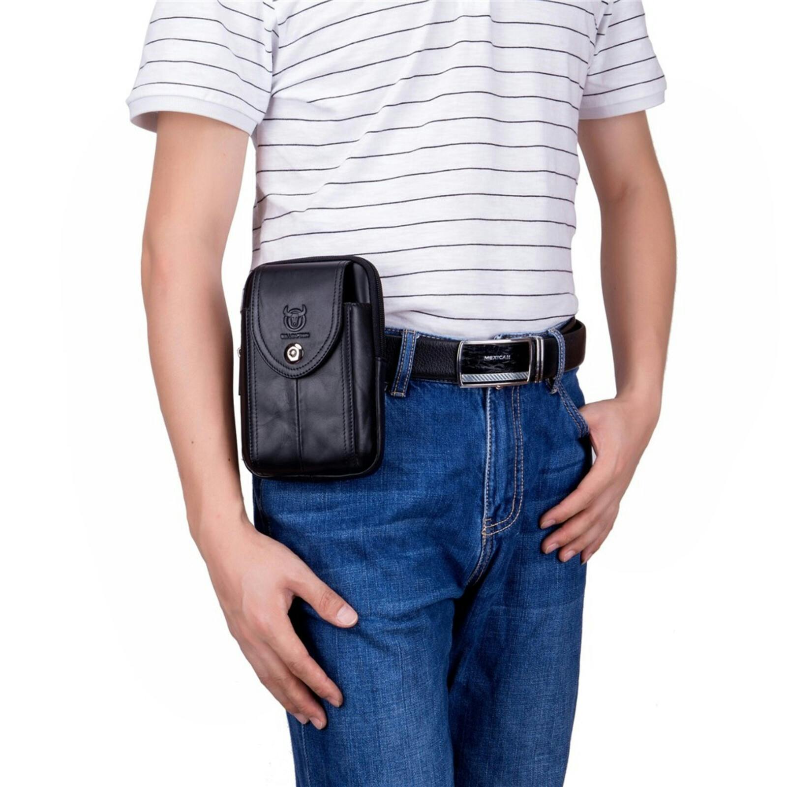 Bullcaptain Vertical Leather Smartphone Pouch Zwart L