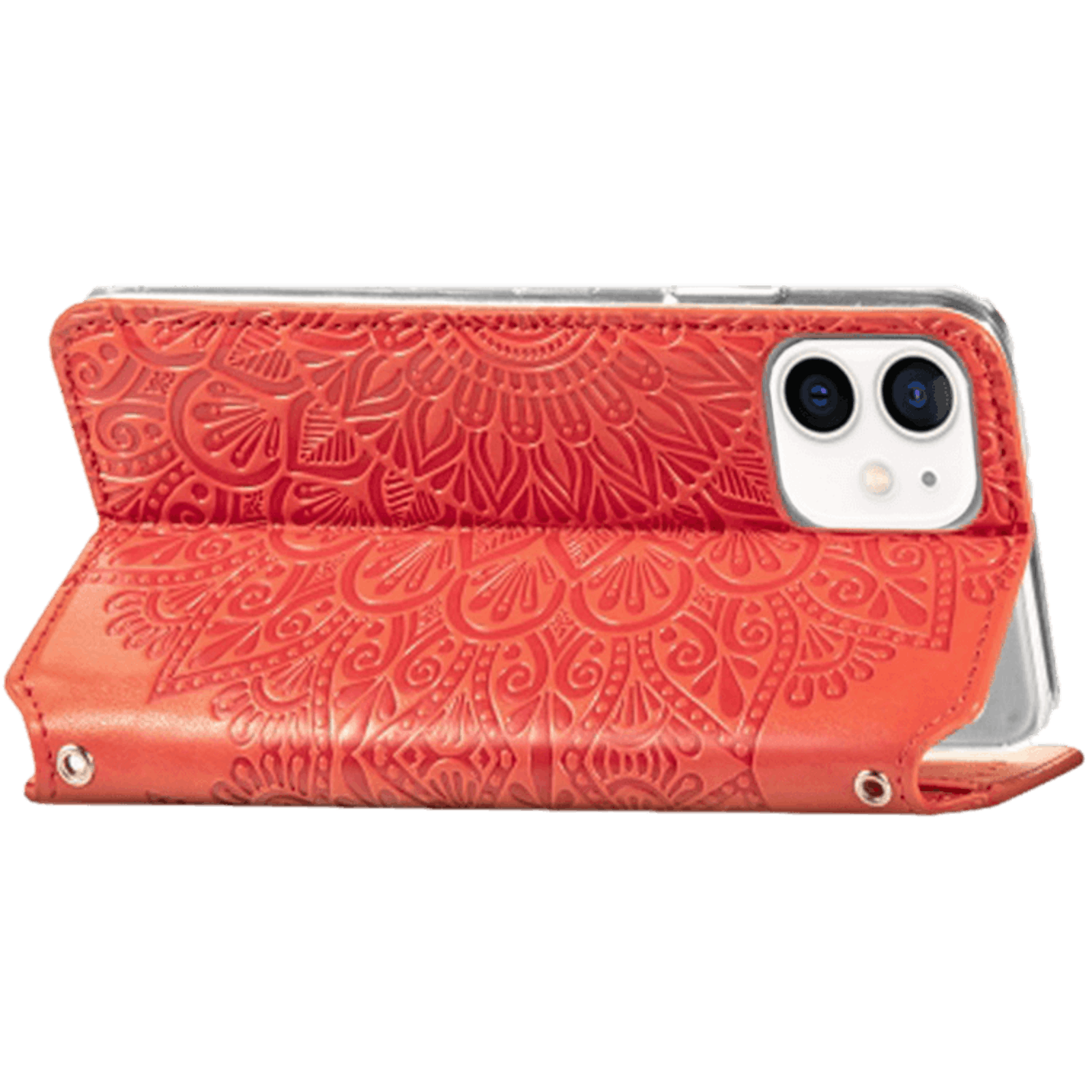 Mocaa iPhone 12 Mini Designz Magnetisch Mandala Portemonnee Hoesje Rood