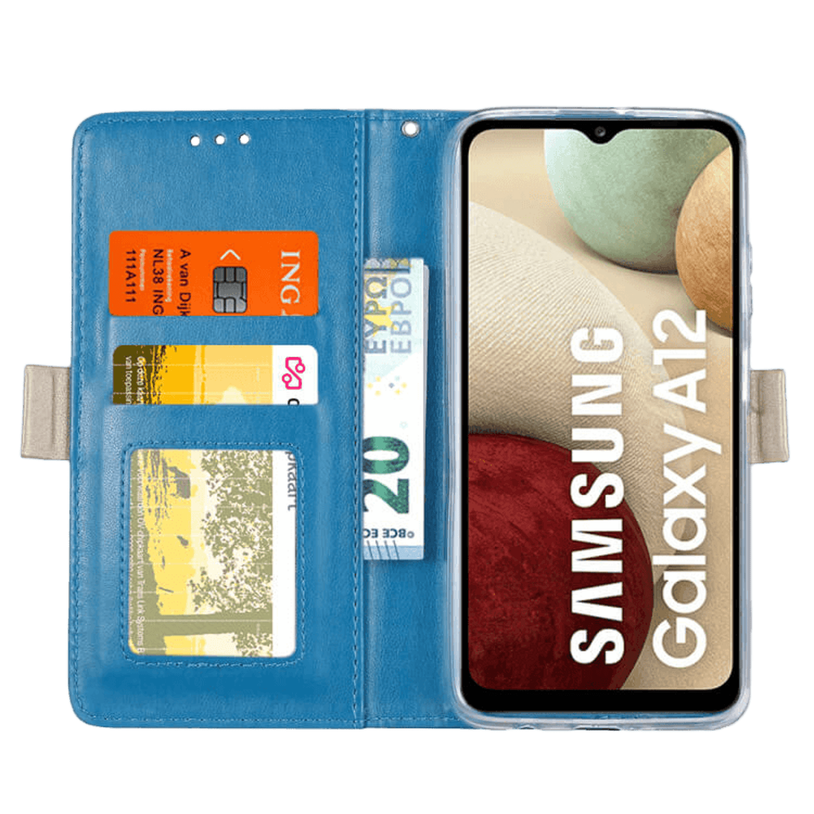 CaseBody Samsung Galaxy A12 Lace Zipper Portemonnee Hoesje Blauw