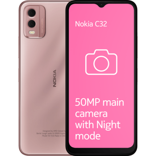 Nokia C32 Pink - Voorkant & achterkant