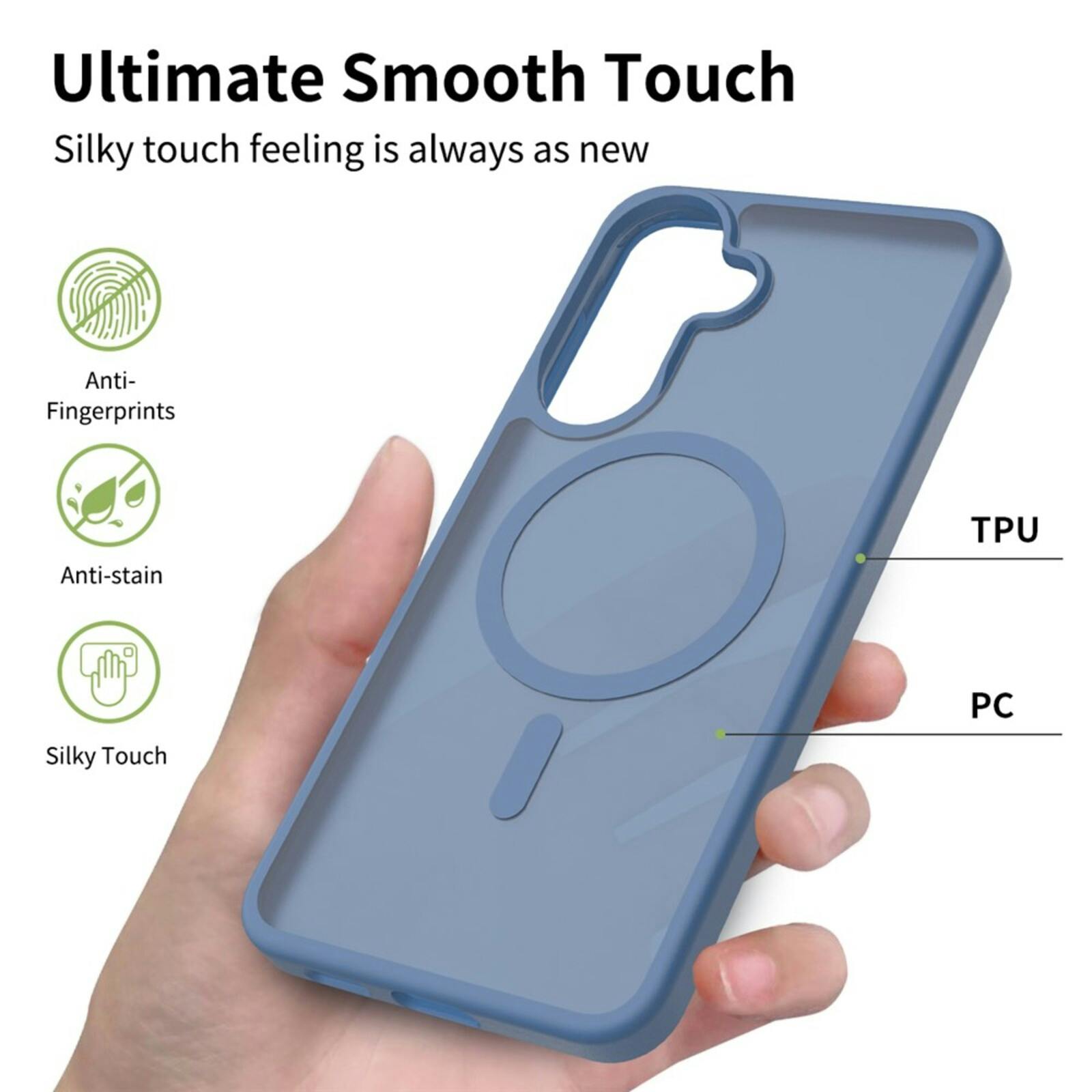 CaseBody Samsung Galaxy A57 Slim Anti-Shock MagSafe Hoesje Blauw