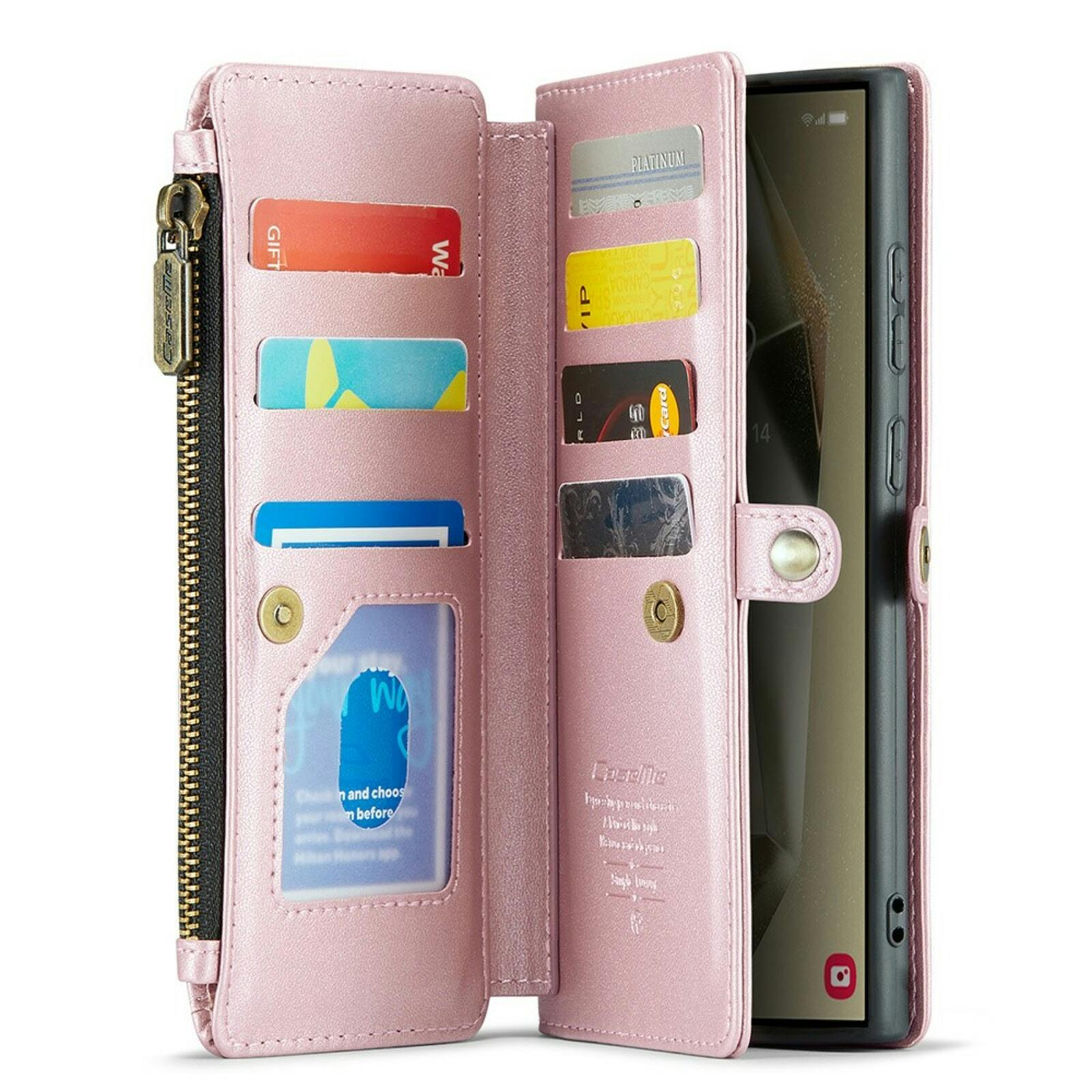 Caseme Samsung S24 Ultra Clutch Wallet met Koord Roze