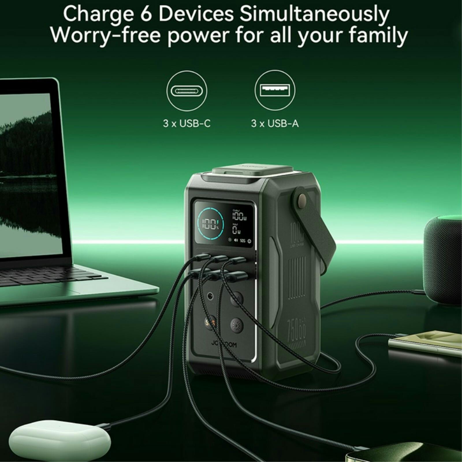 Joyroom 100W 75.000mAh Super Charge Outdoor Power Station Groen 75.000 mAh