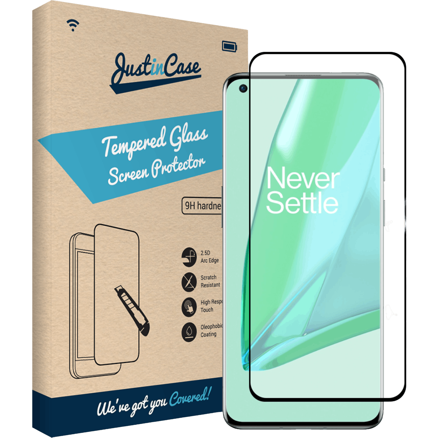 Just in Case OnePlus 9 Pro Gehard Glas Screenprotector - Voorkant