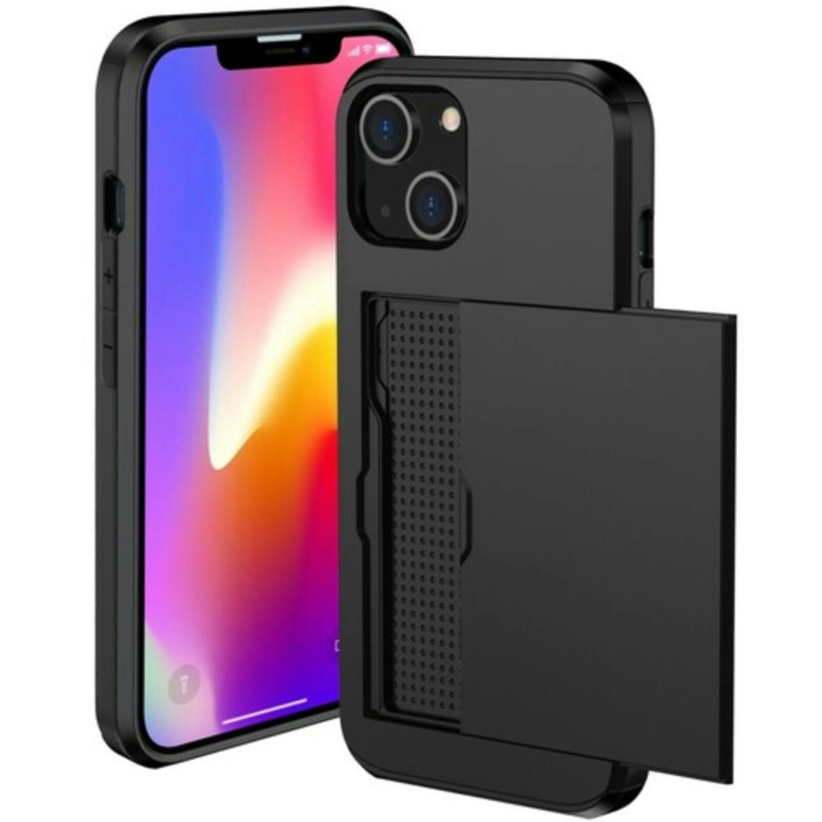 Slide Case iPhone X/Xs Hoesje met Pashouder Zwart