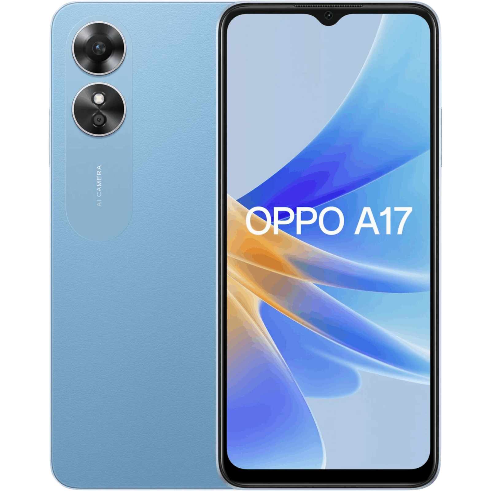 OPPO A17 Lake Blue - Voorkant & achterkant