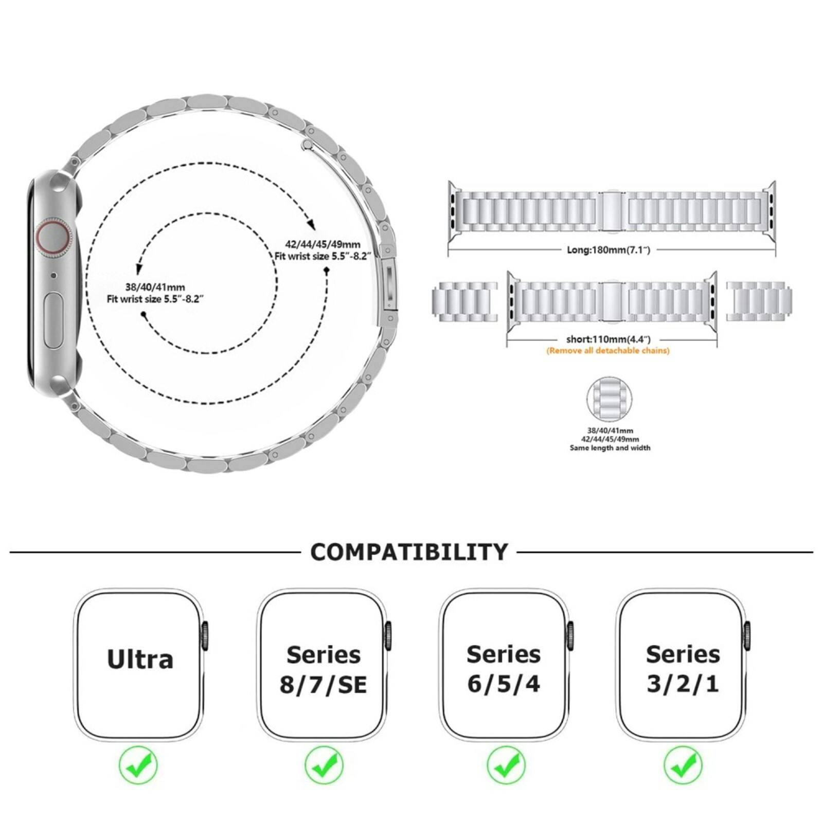 Kalebol Apple Watch Stalen Bandje 41-42mm Starlight