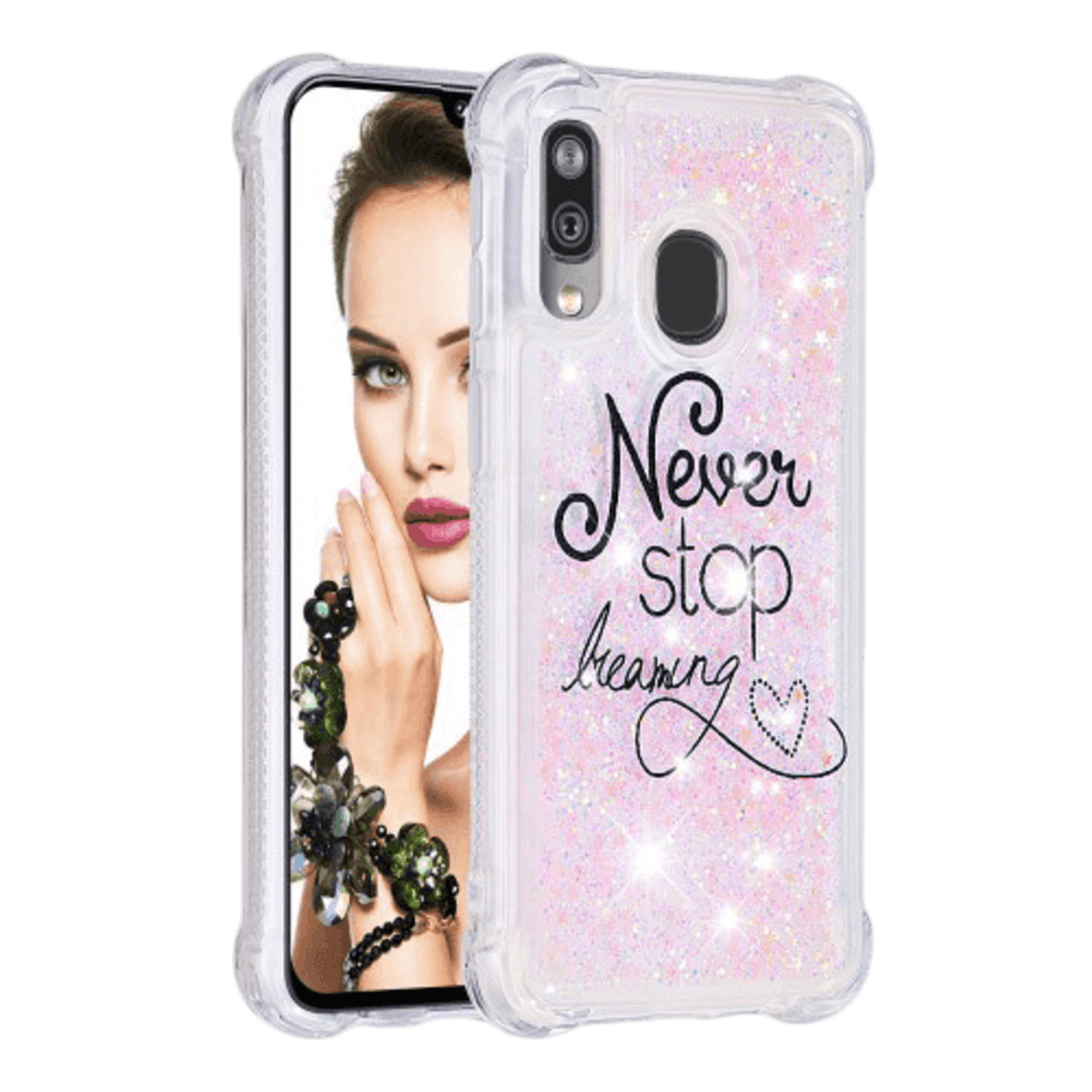 Mocaa Samsung Galaxy A40 Shockproof Hoesje Never Stop Dreaming Meerkleurig
