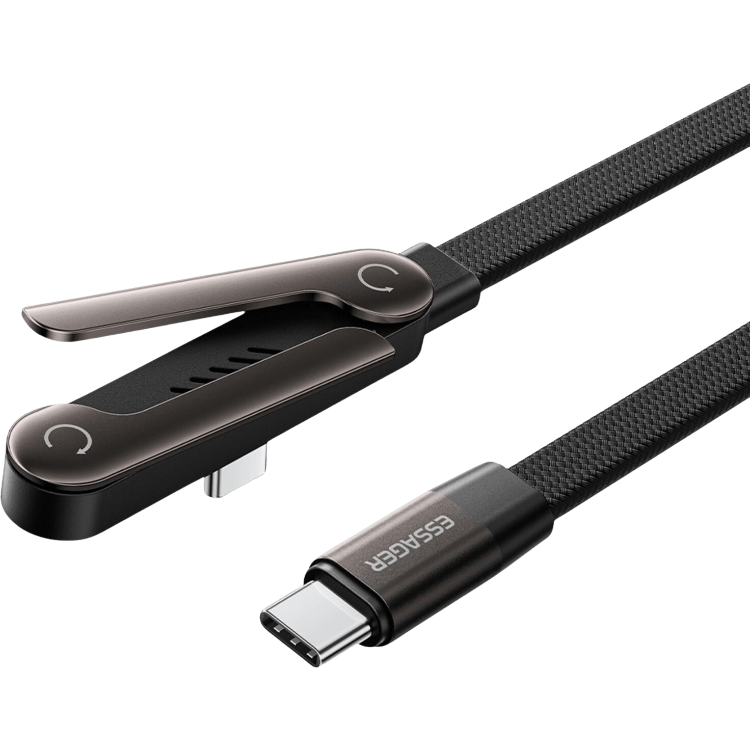Essager USB-C naar USB-C Kabel 100W met Verstelbare Standaard Zwart