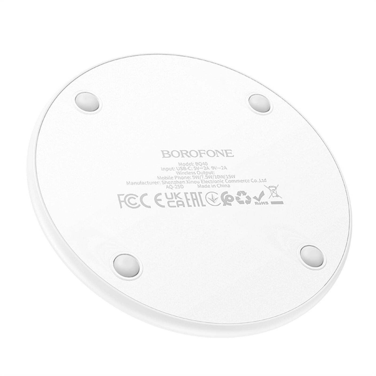 Borofone 15W Desktop Wireless Fast Charger usb-c Wit