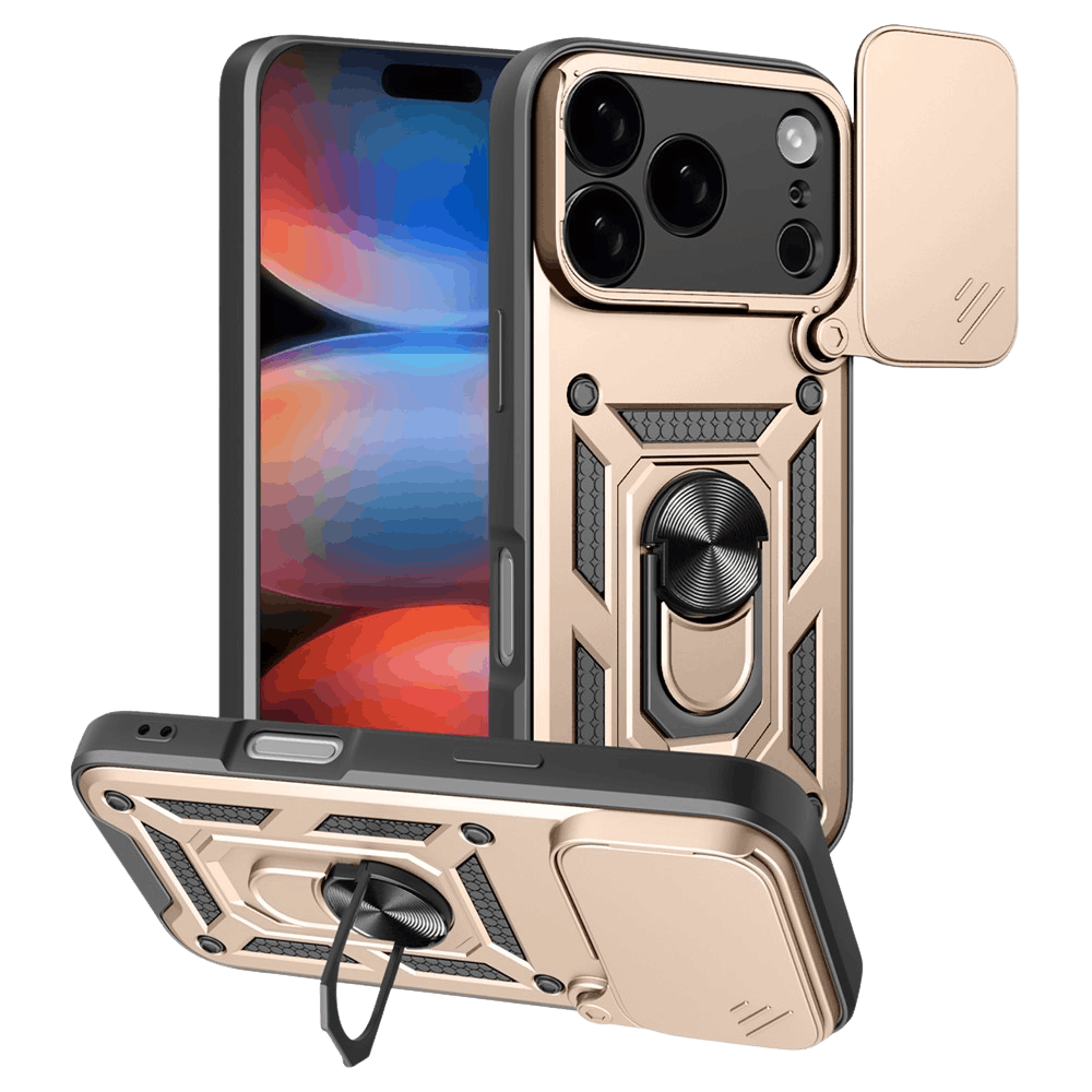 CaseBody Apple iPhone 17 Pro Shield Case met Camera-schuif Goud