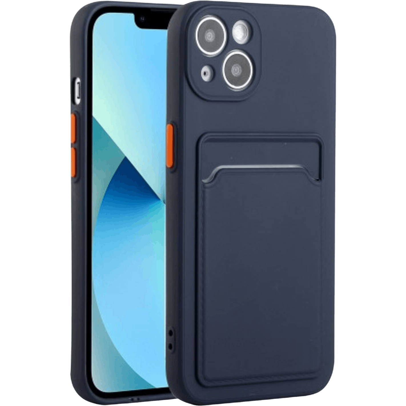 CaseBody Apple iPhone 13 Mini Telefoonhoesje met Kaarthouder Donkerblauw