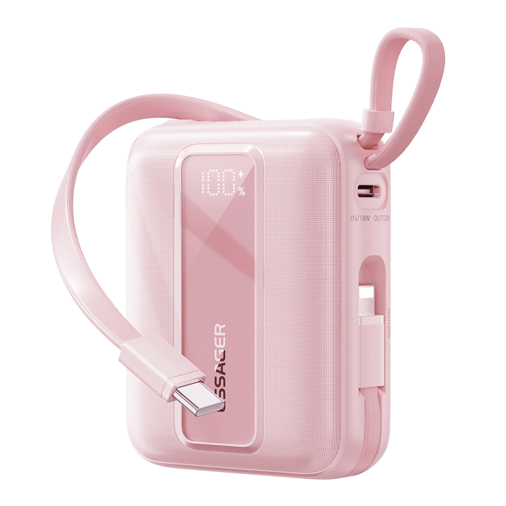 Essager Quick Charge Compact Powerbank met Kabels Roze 20.000 mAh