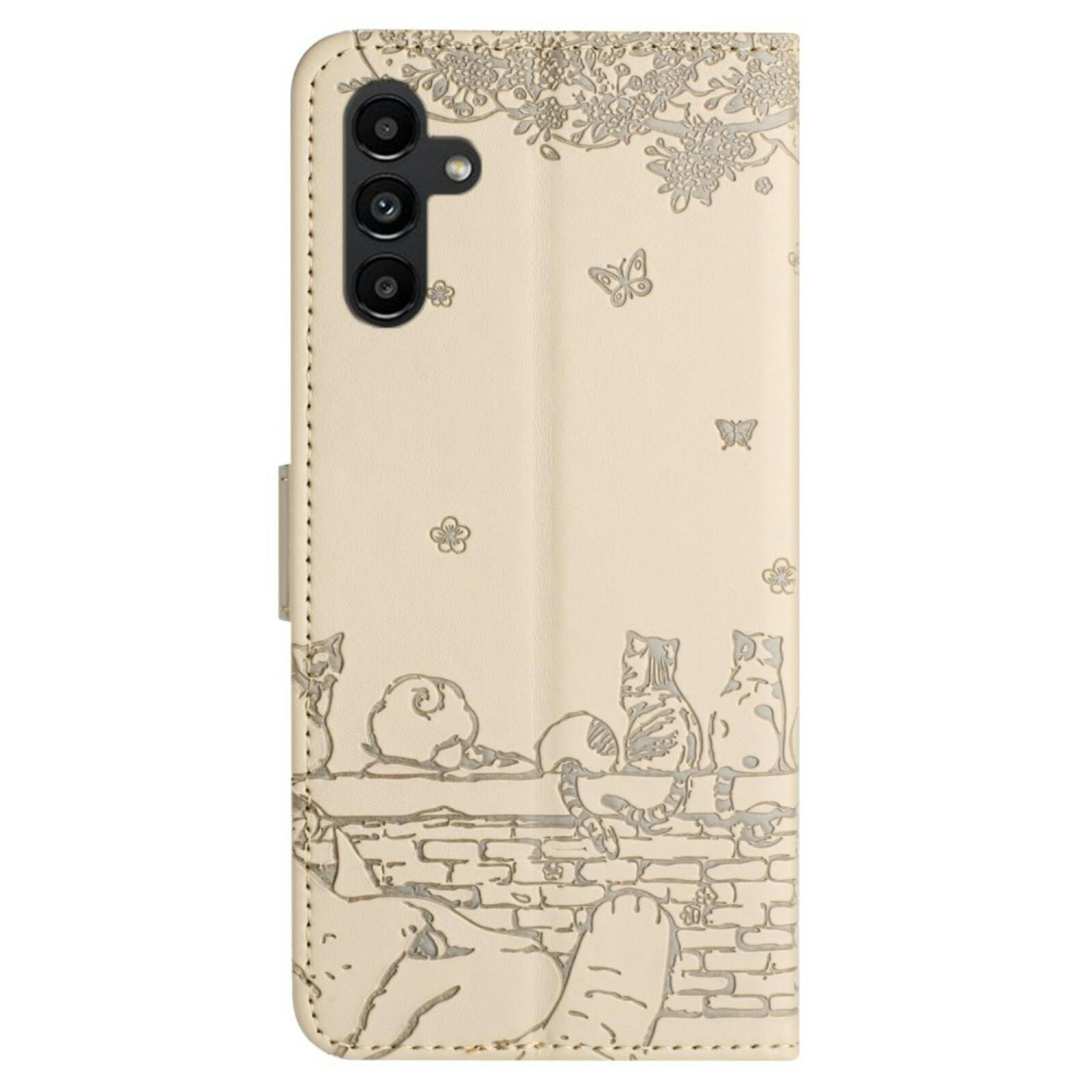 Comfycase Samsung S23 FE Bookcase Hoesje Katten Abrikoos