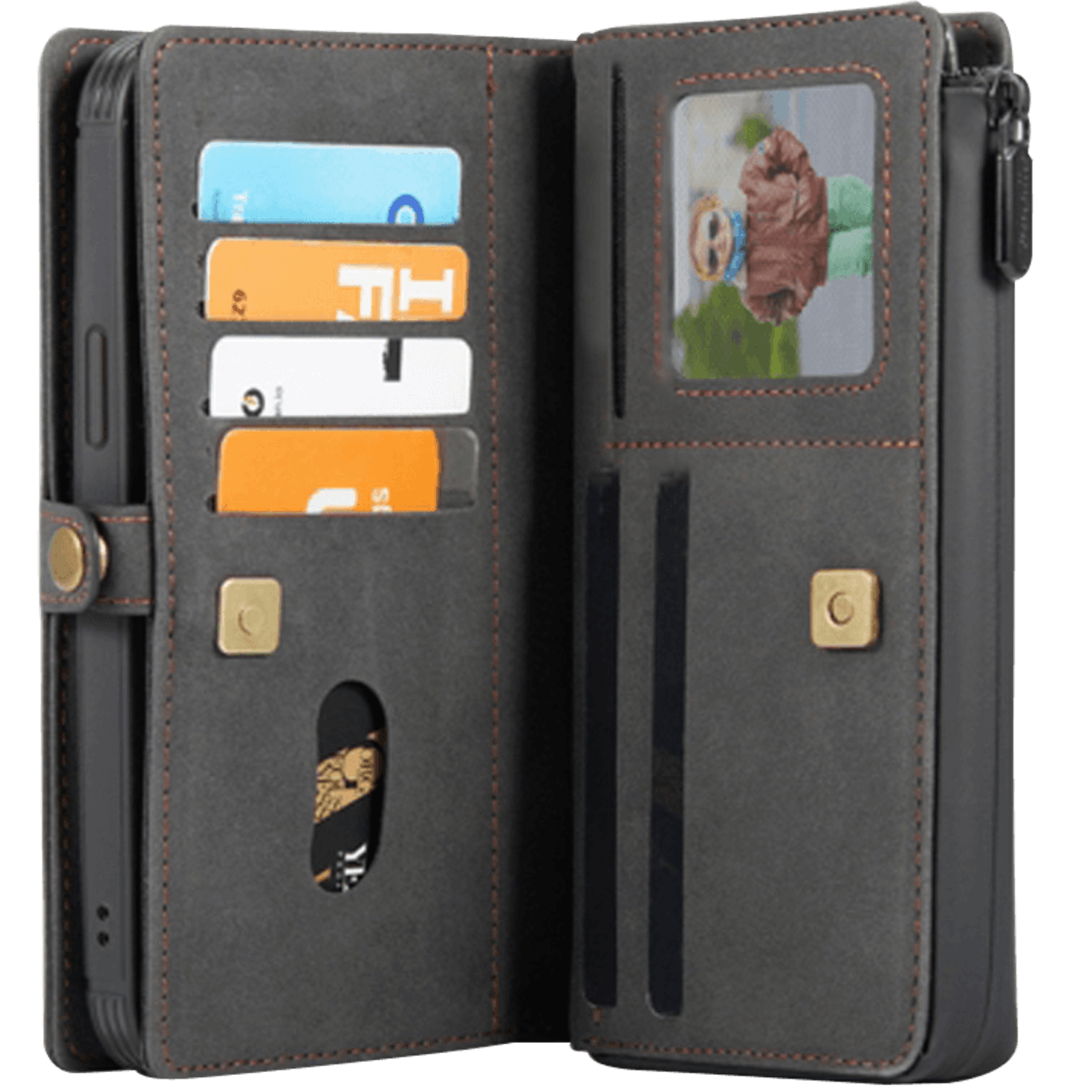 Caseme iPhone 12 Pro Max 2 in 1 Luxury Wallet Zwart