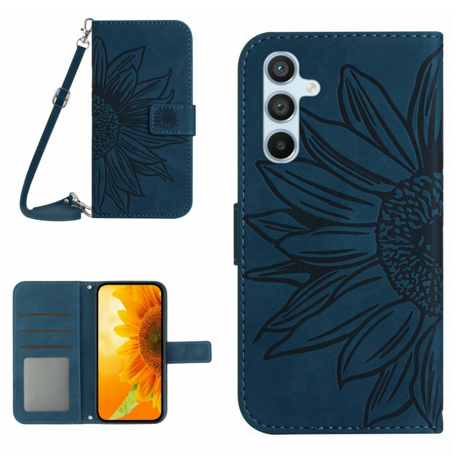 Mocaa Samsung Galaxy A16 Sunflower Bookcase met Koord Blauw