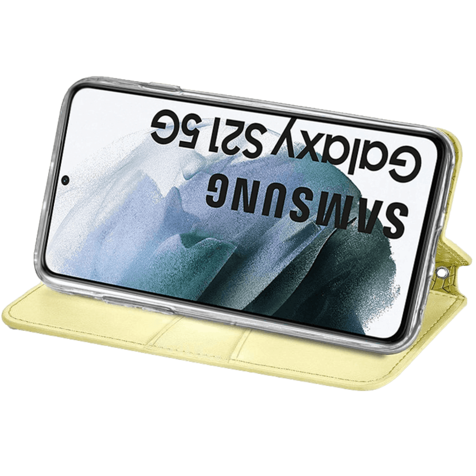 Mocaa Samsung Galaxy S21 Magnetic Mandala Wallet Geel