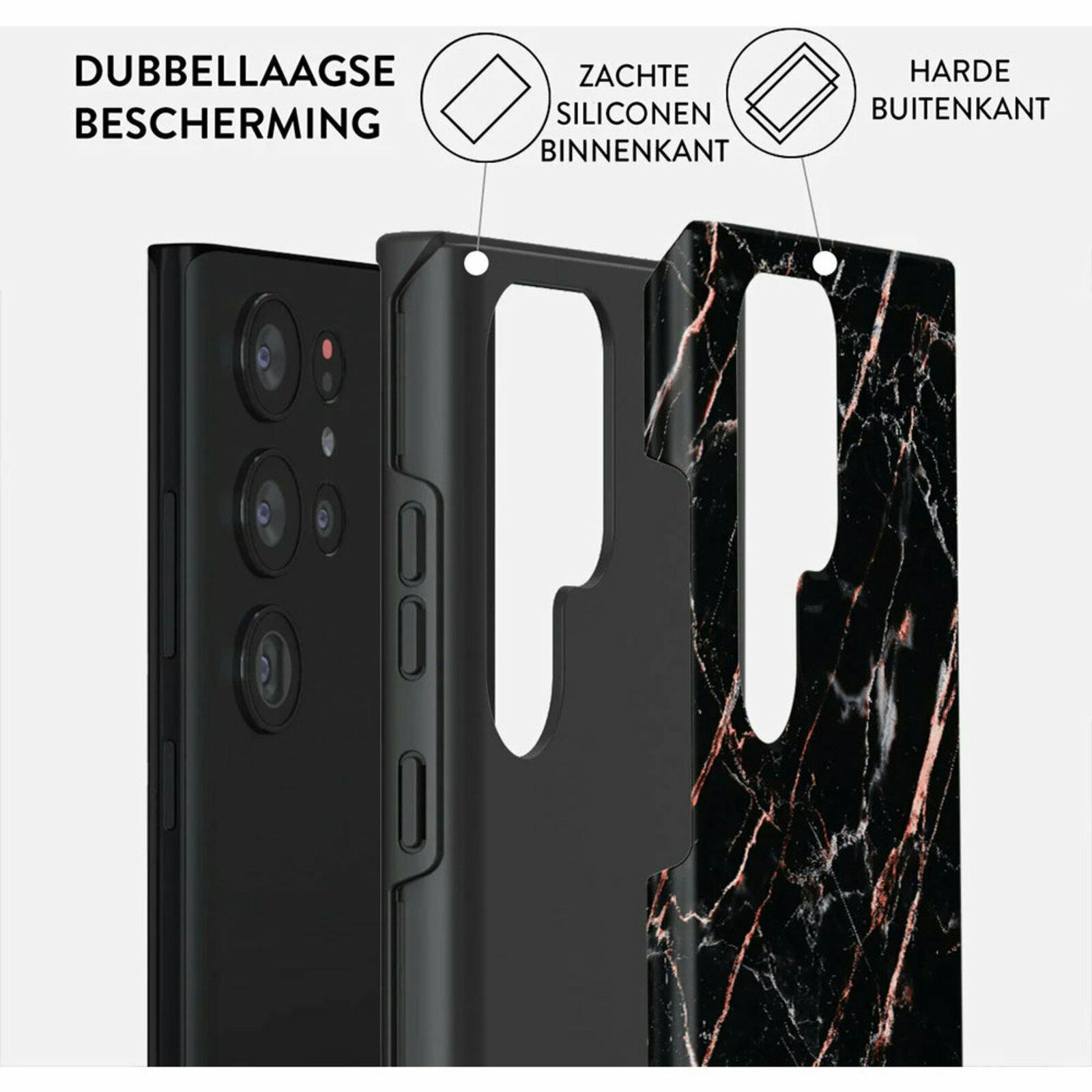 Burga Galaxy S23 Ultra Hoesje Rose Gold Marble