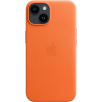Apple iPhone 14 Leren MagSafe Hoesje Oranje - Voorkant