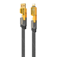 Wekome Mecha Series 65W 4-in-1 Super Fast Charging Data Cable Zwartgeel 1.2 Meter