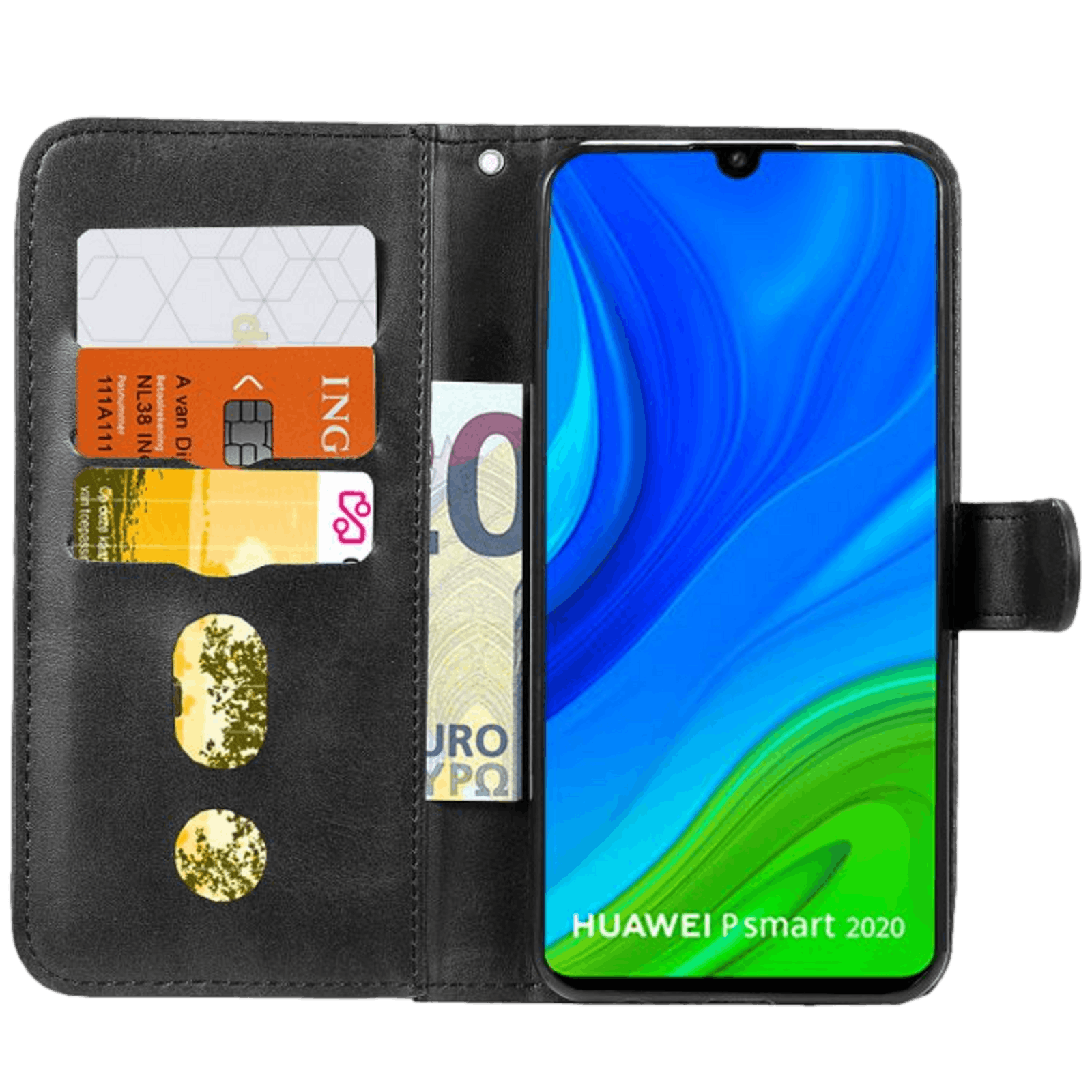 CaseBody Huawei P Smart 2020 Zipper Portemonnee Hoesje Zwart