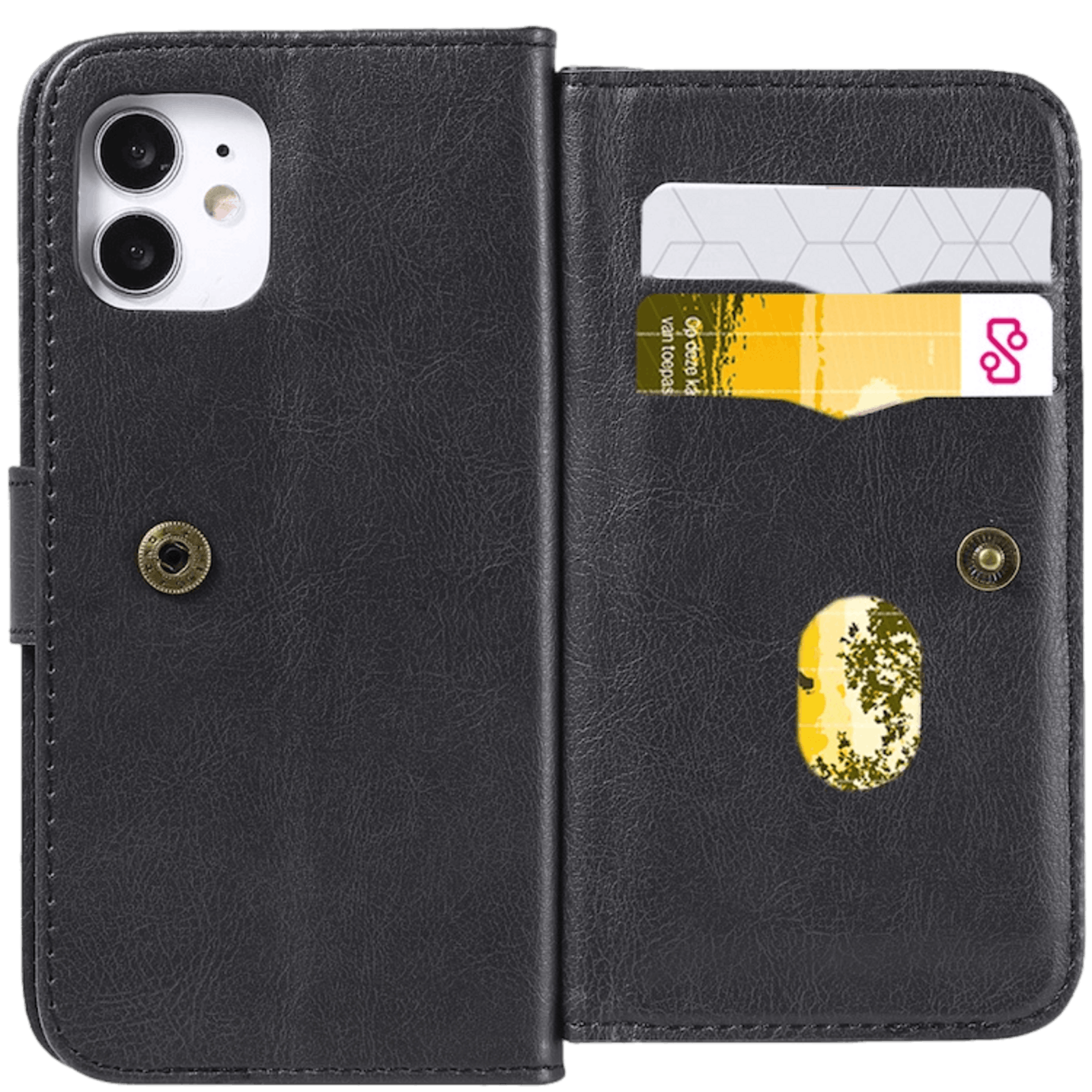 TwoTone iPhone 12 (Pro) Luxury Wallet Zwart