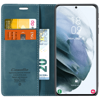 Caseme Samsung Galaxy S21 Business Wallet Hoesje Blauw
