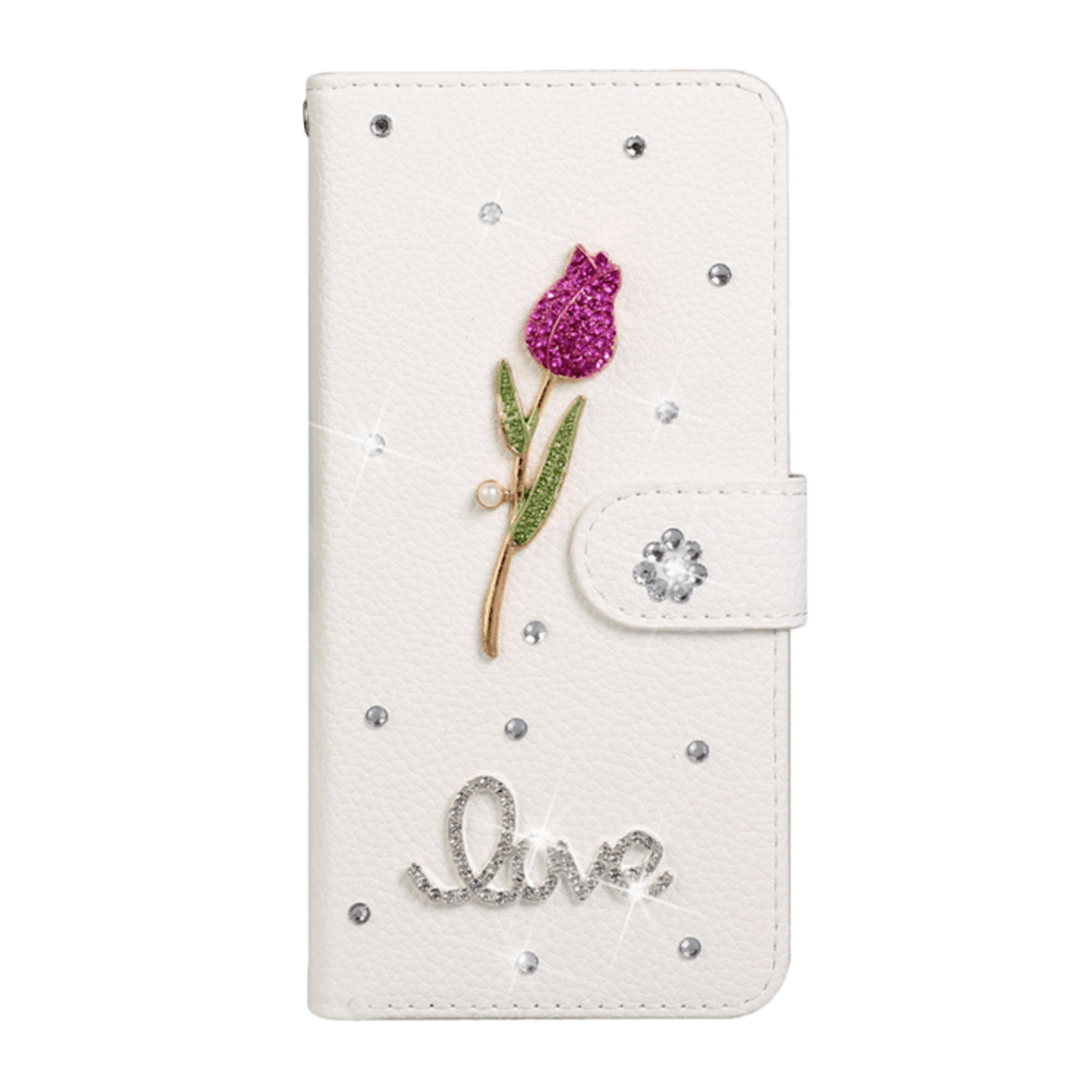 Mocaa Samsung Galaxy A41 Bling Bookcase Hoesje Love Wit