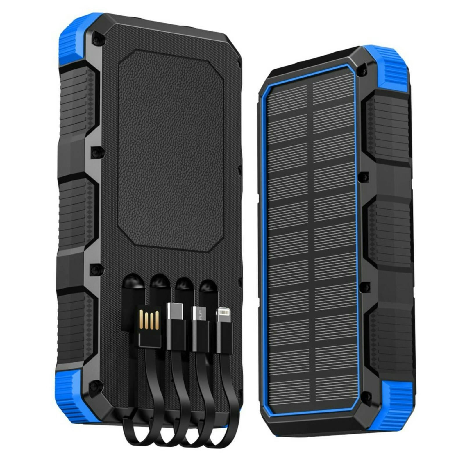PSOOO 20.000mAh Rugged Solar Charging Powerbank Blauw 20.000 mAh