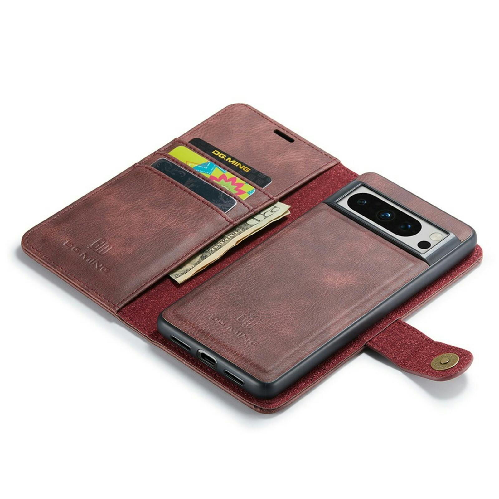 DG.MING Google Pixel 8 Pro Lederen 2-in-1 Wallet Hoesje Rood