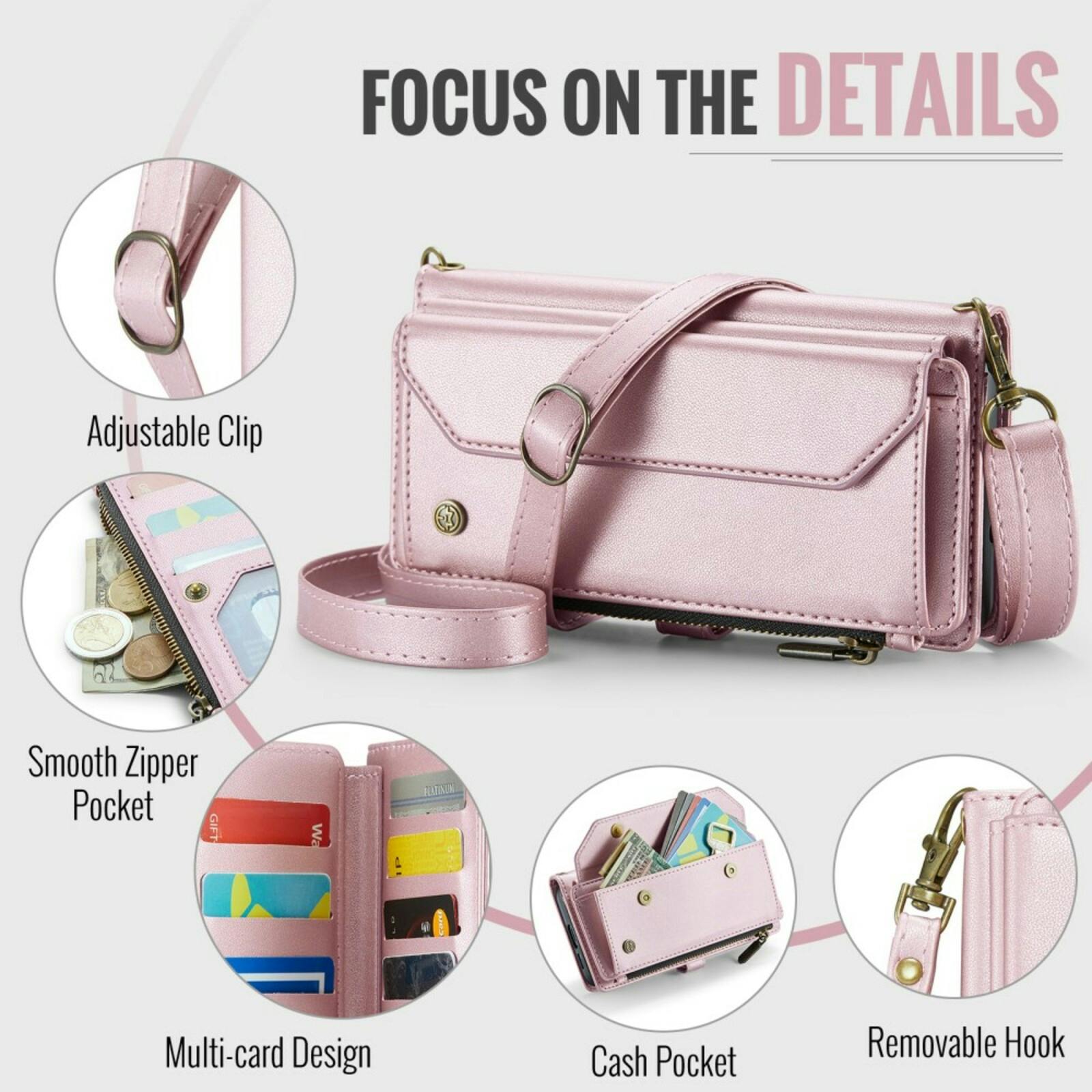 Caseme Samsung S24 FE Clutch Wallet met Koord Roze