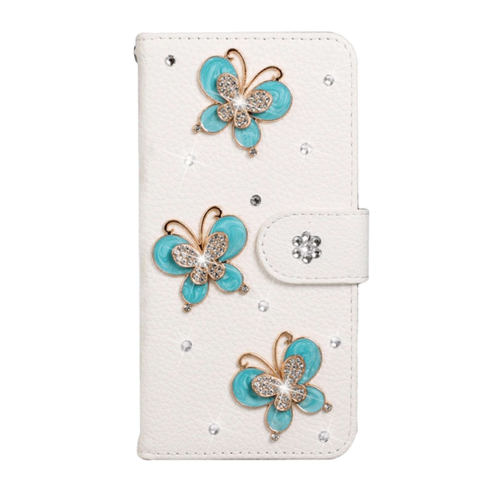 Mocaa Samsung Galaxy A41 Bling Bookcase Hoesje Vlinders Wit