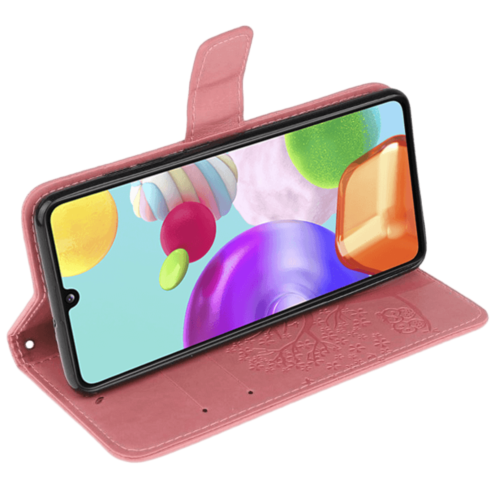 Comfycase Samsung Galaxy A41 Bookcase Hoesje Uiltjes Roze