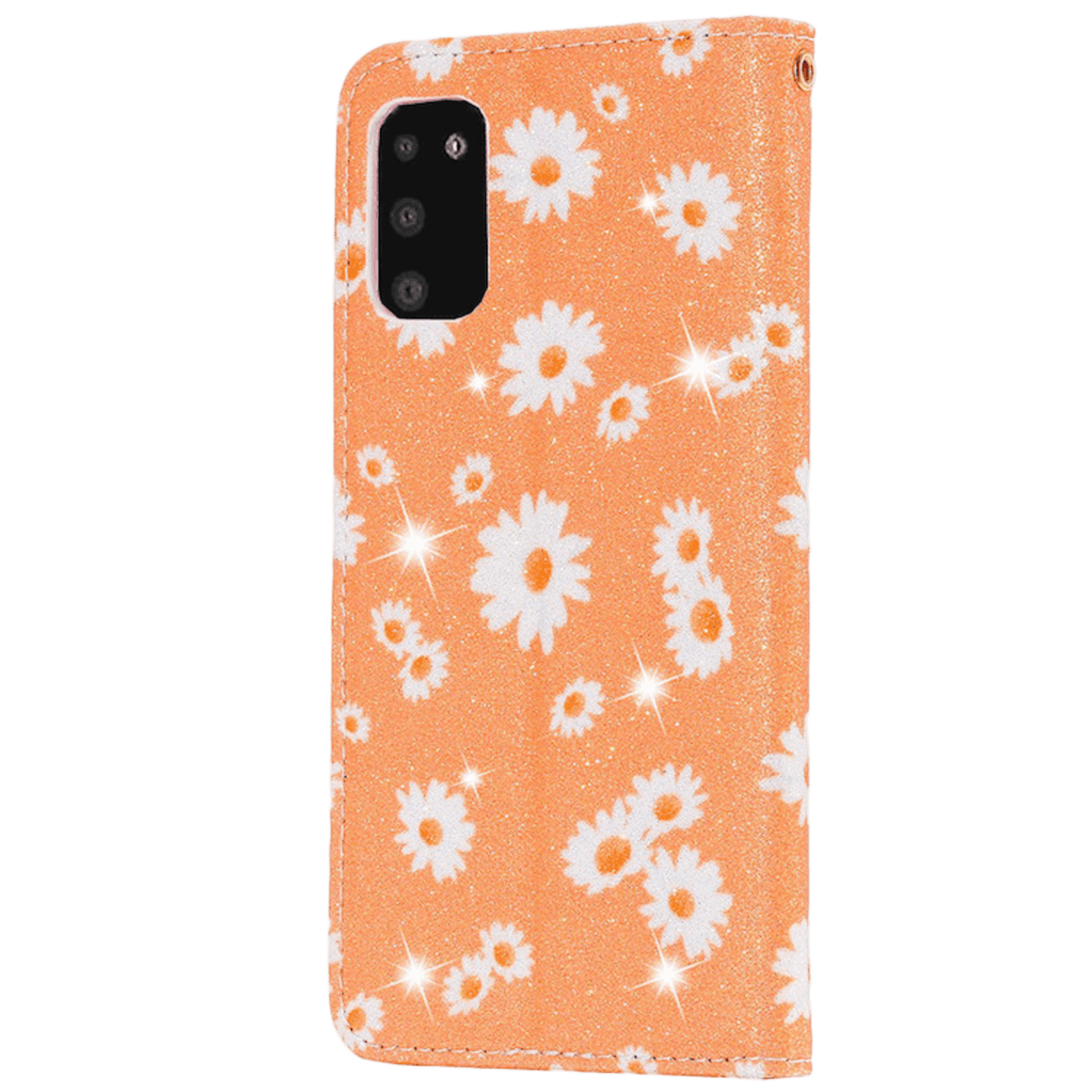 Comfycase Samsung Galaxy A41 Daisy Bookcase Hoesje Orange