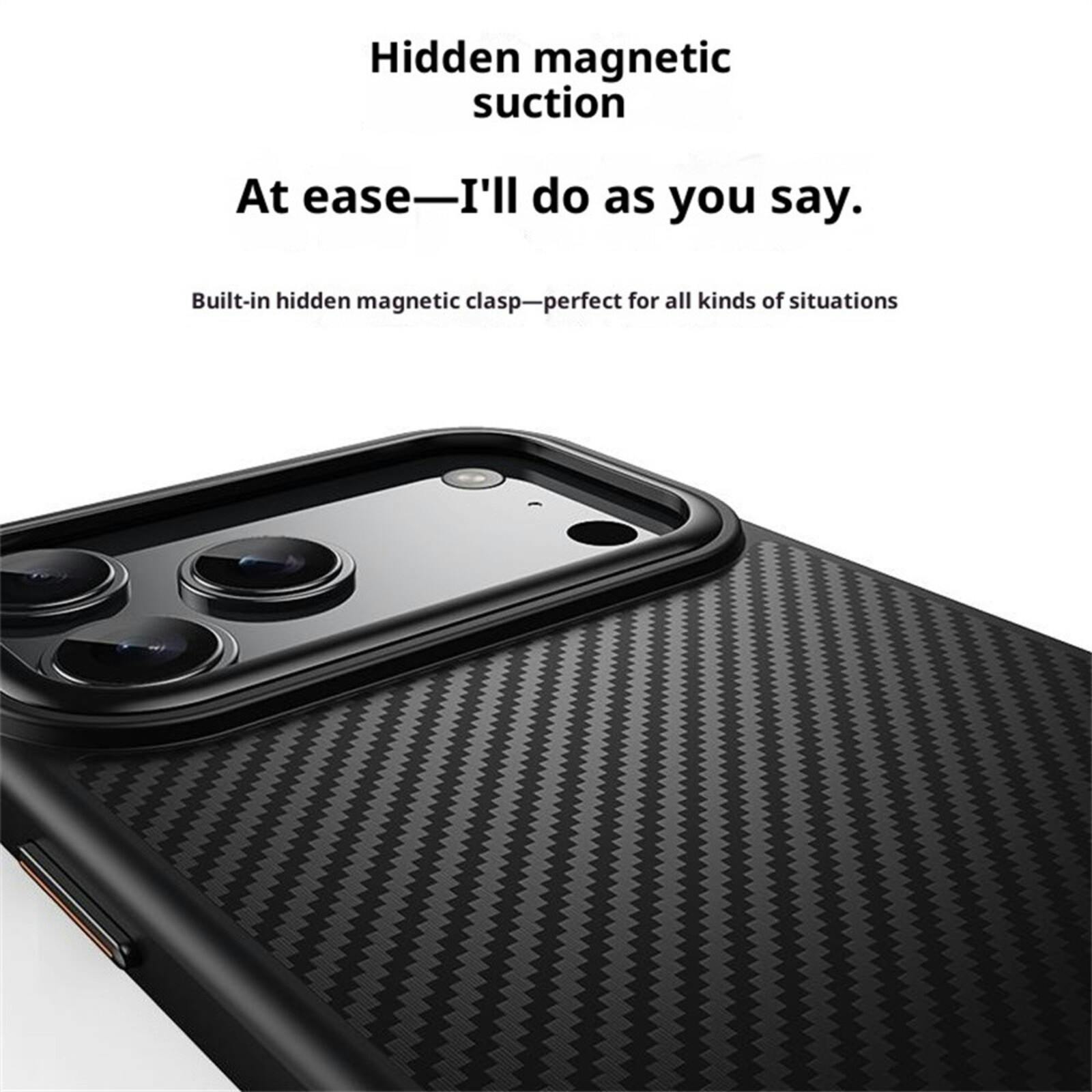 Comfycase iPhone 17 Pro Max/ 18 Pro Max Carbon Fiber Magnetic Hoesje Zwart