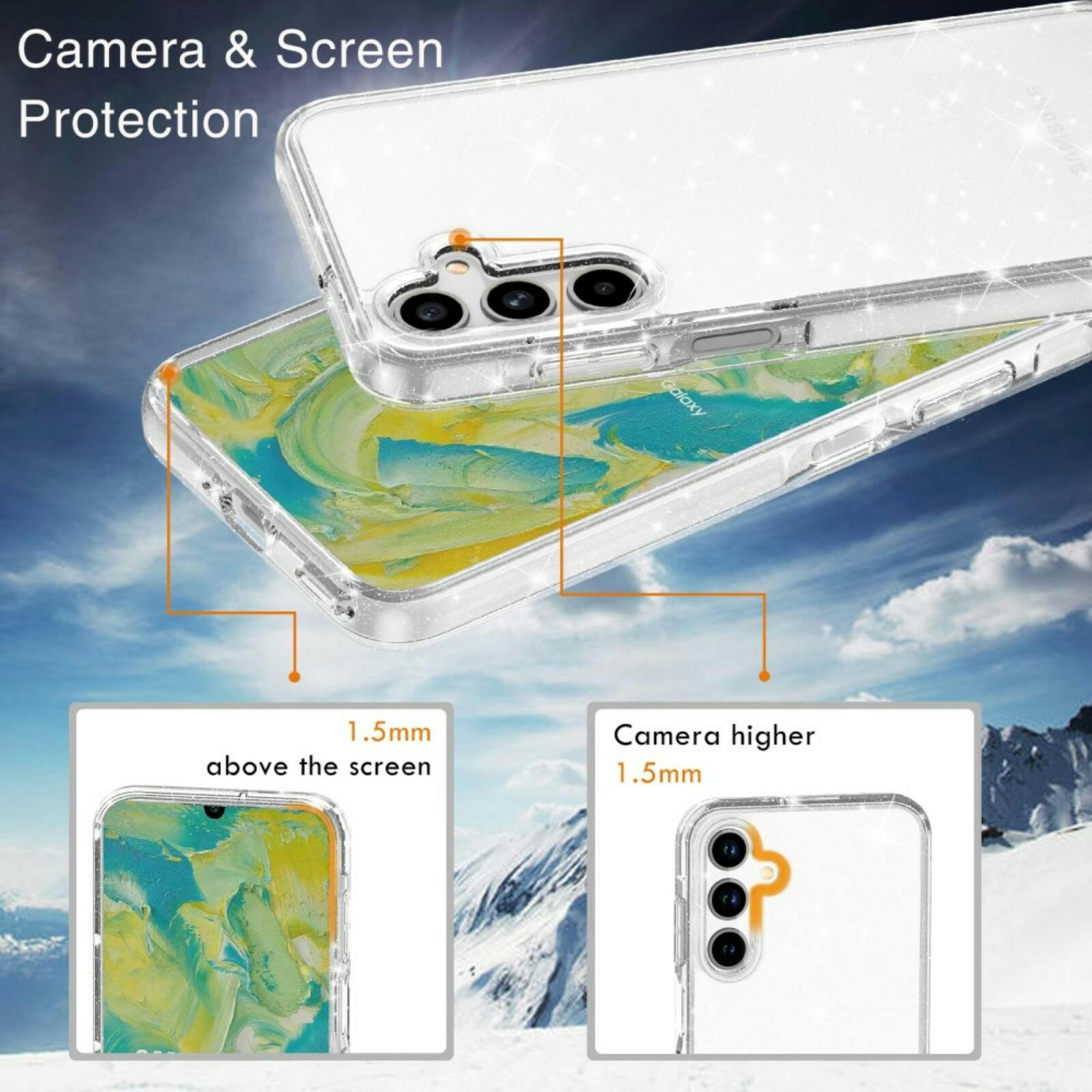 Mocaa Samsung Galaxy A16 Glitz Beschermhoesje Transparant