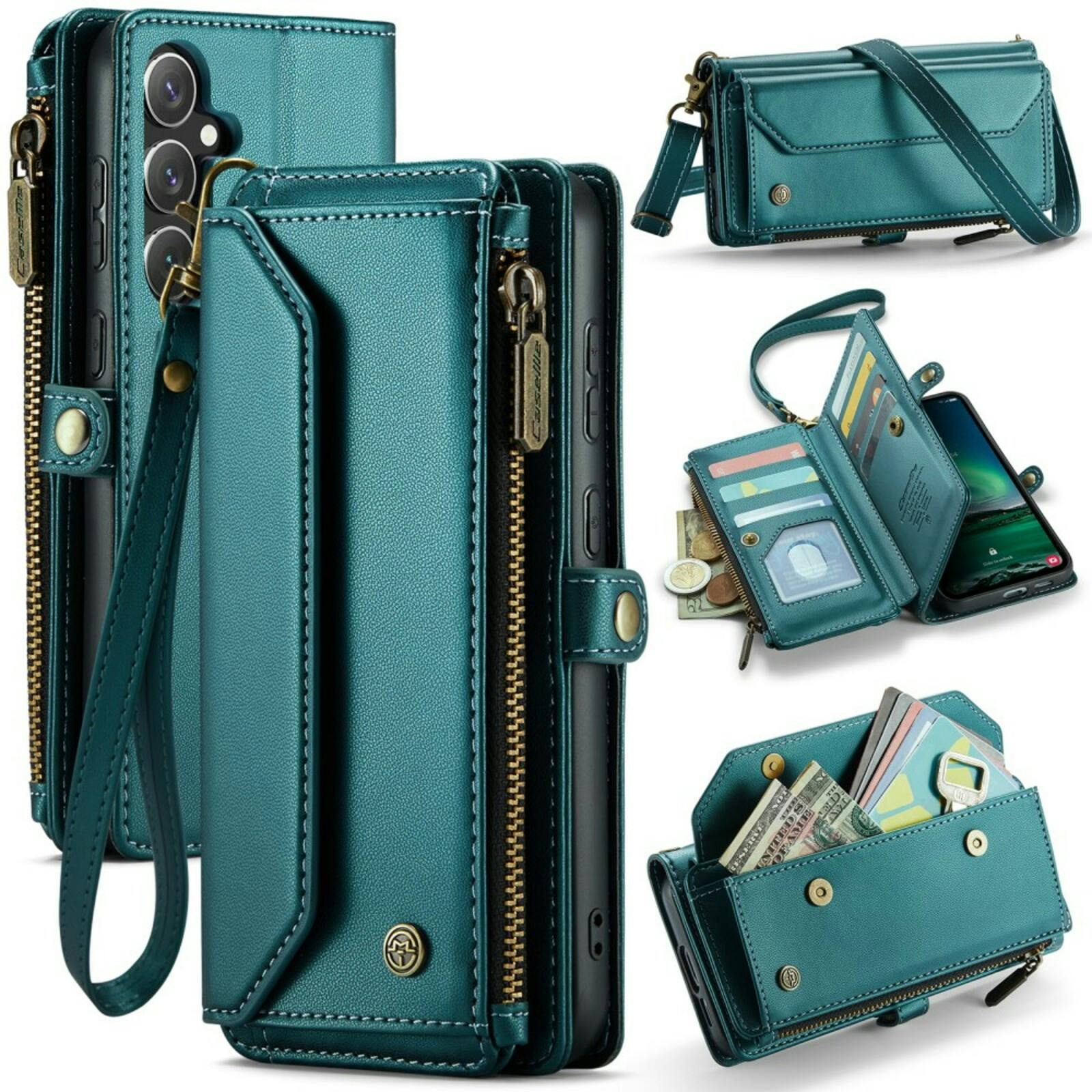 Caseme Samsung S24 FE Clutch Wallet met Koord Groen