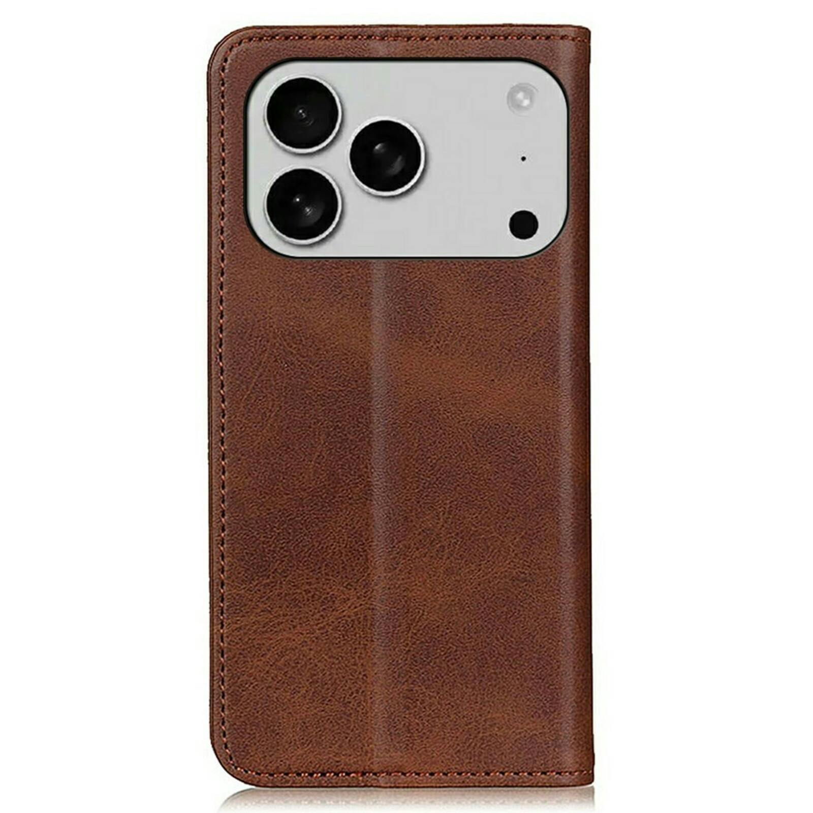 CaseBody Apple iPhone 17 Pro Real Leather Wallet Hoesje Bruin